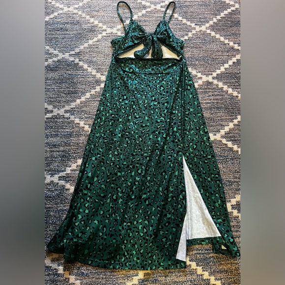 SHEIN VCAY Size L Tie Front Leopard High Split Cami Dress - Picture 8 of 8